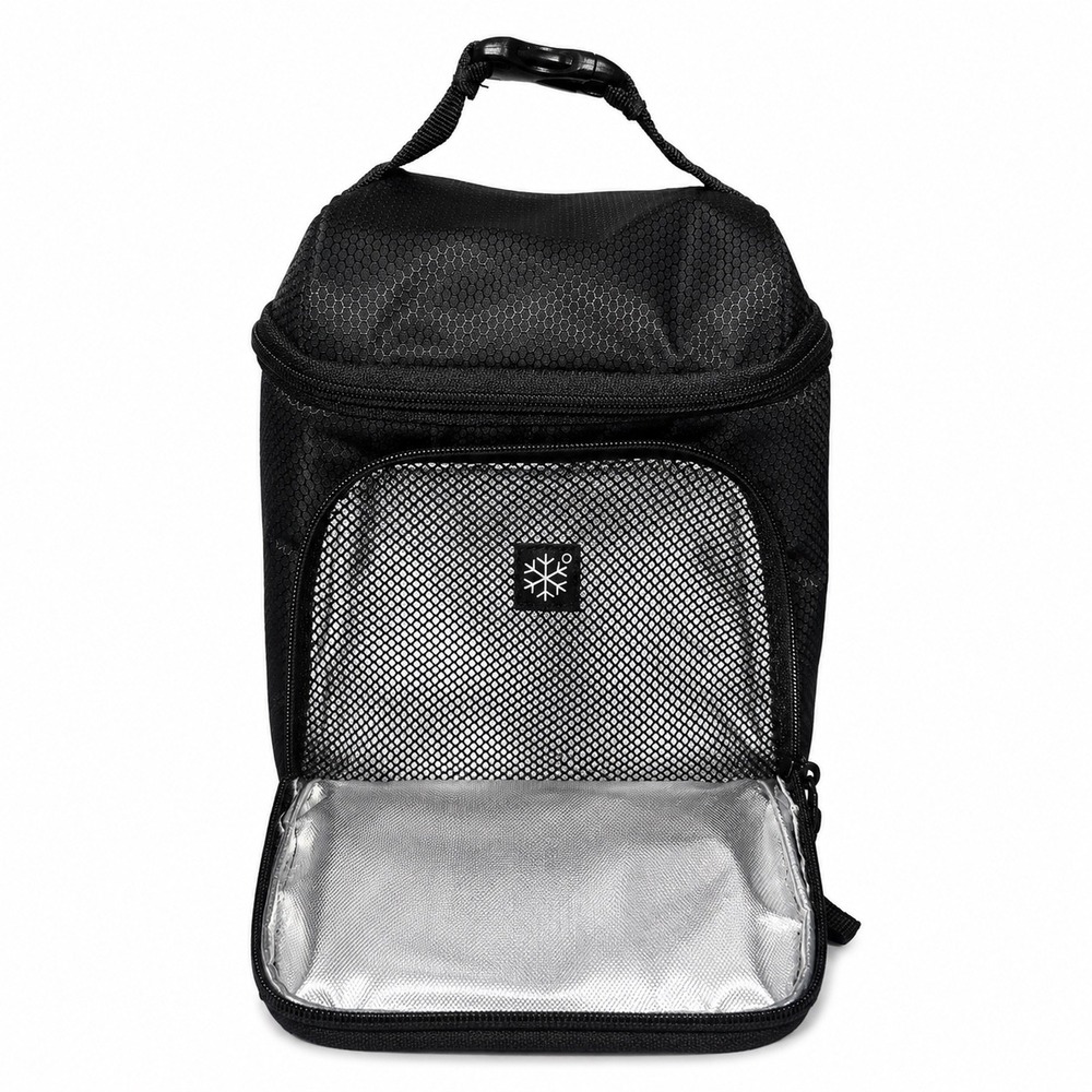 Adidas | Insulated Lunch Bag | Black | Dual Compartment | Clip Handle - Picture 4 of 9
